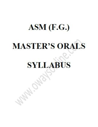 ASM Masters Orals Syllabus