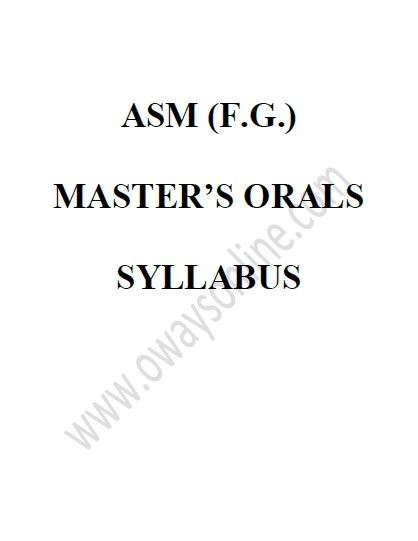ASM Masters Orals Syllabus