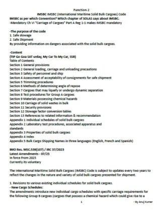 Function 2 - Chief Mate Orals Notes by Anuj Kumar